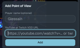 noodle.tools Add Point of View dialog — paste a URL and assign a player